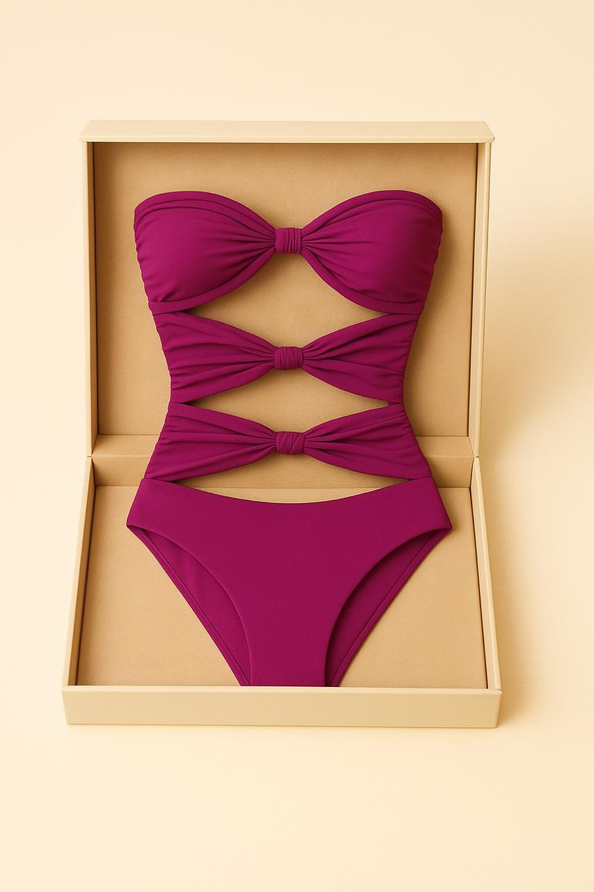 Women's Cut-Out Knot One-Piece Swimsuit – Magenta