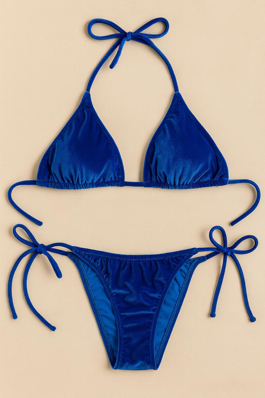 Royal Blue Velvet Bikini Set – Luxe Swimwear That Stands Out