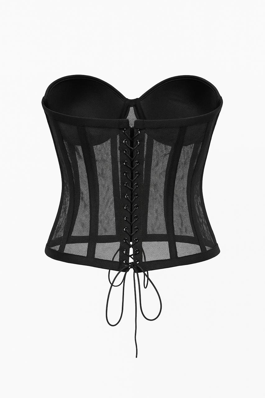 Black  Mesh Corset Top  – Sexy Bustier for Women