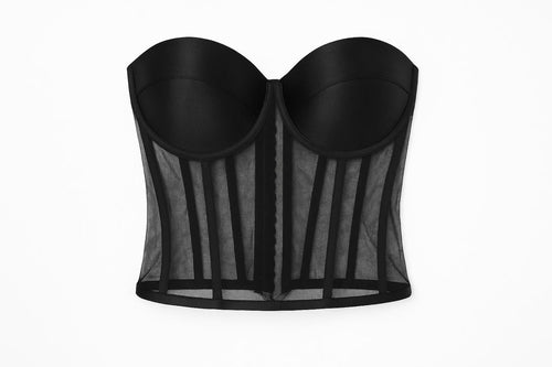 Black  Mesh Corset Top  – Sexy Bustier for Women